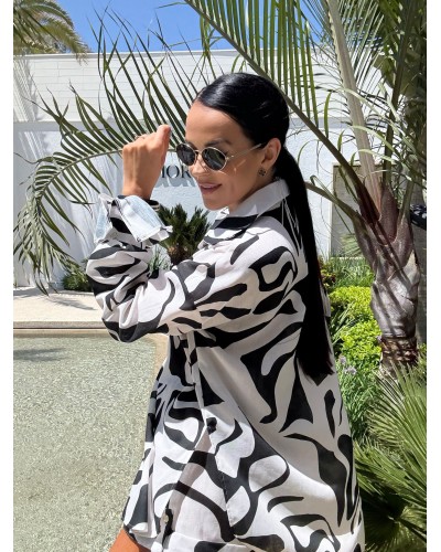 Komplet kolorowy koszula + spodenki La Milla czarno-biały