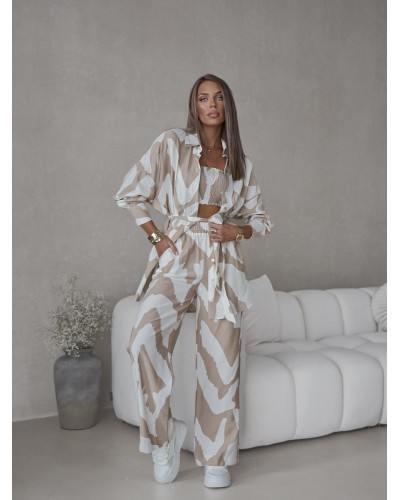 Komplet trzyczęściowy Scarlett biały z beżem