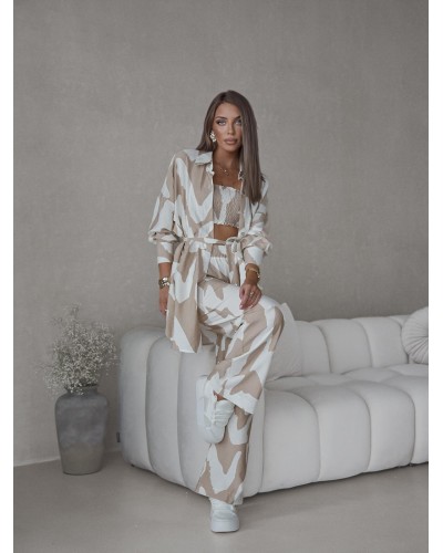 Komplet trzyczęściowy Scarlett biały z beżem