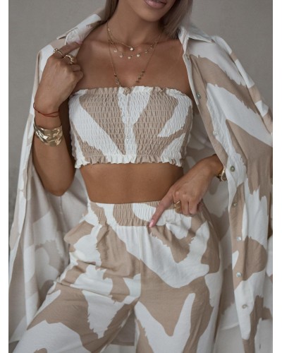 Komplet trzyczęściowy Scarlett biały z beżem