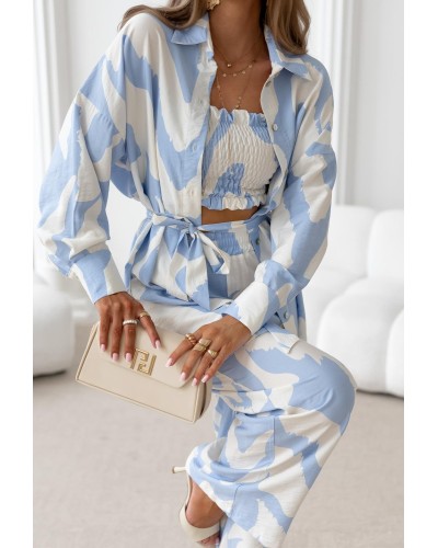 Komplet trzyczęściowy Scarlett biały z błękitem