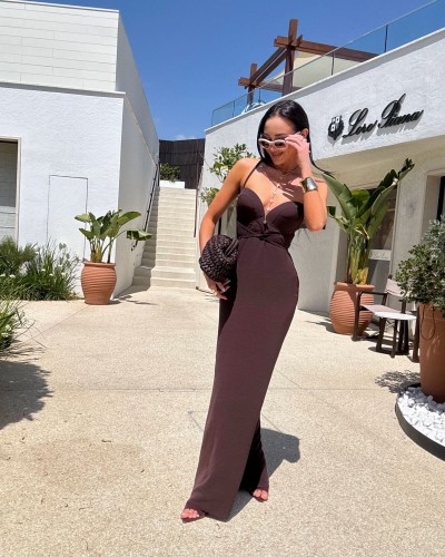 Sukienka maxi La Milla czekoladowa