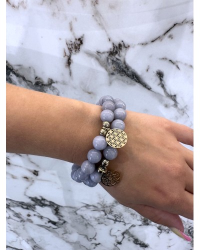 Bransoletka marmurek By o la la...! szara ciemna/złota kratka