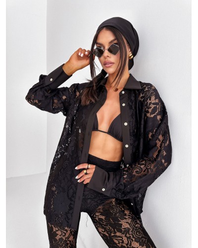 Spodnie koronkowe Nela czarne
