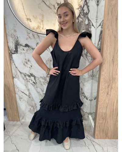 Sukienka maxi z falbanką By o la la...! czarna