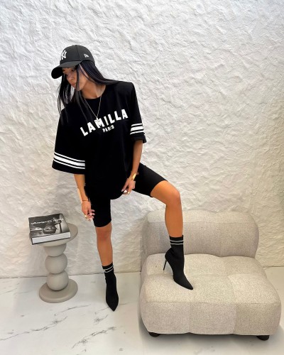 T-shirt Paris La Milla czarny z białym