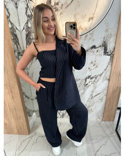 Garnitur w paski By o la la...! granatowy
