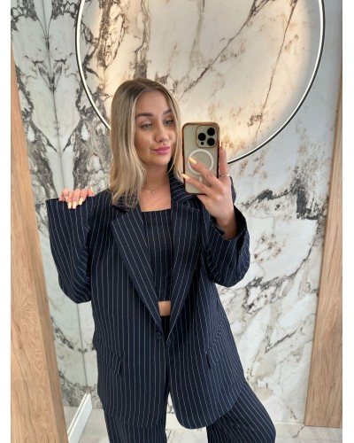 Garnitur w paski By o la la...! granatowy