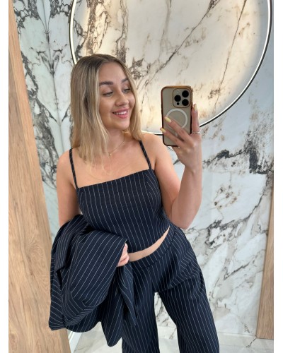 Garnitur w paski By o la la...! granatowy