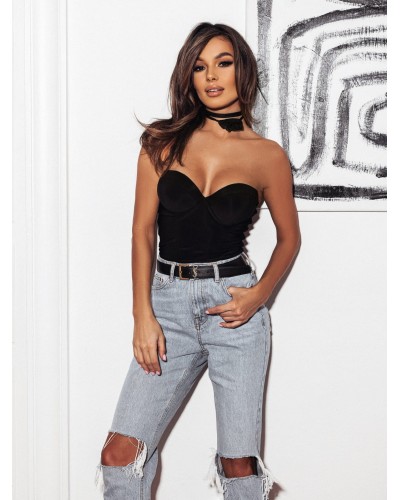 Body z różyczką La Milla czarne