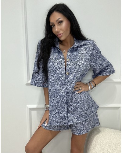 Komplet we wzory La Milla niebieski