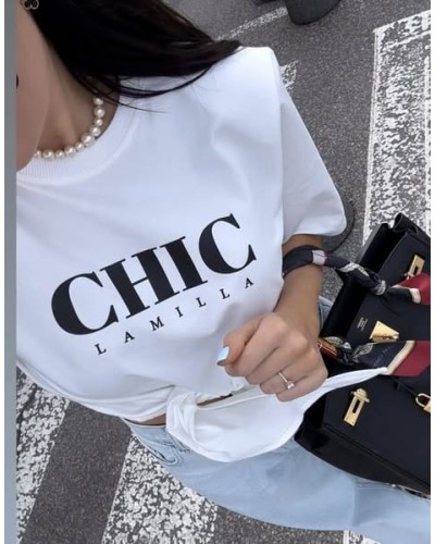 T-shirt CHIC z wiązaniem La Milla biała