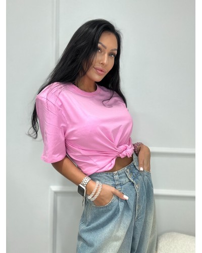 T-shirt wiązany La Milla różowa
