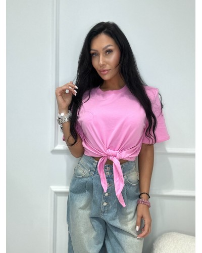 T-shirt wiązany La Milla różowa