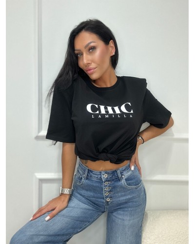 T-shirt CHIC z wiązaniem La Milla czarna