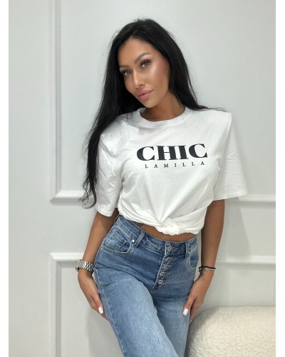 T-shirt CHIC z wiązaniem La Milla biała
