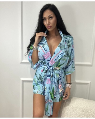 Komplet TROPICAL kimono plus spodenki La Milla niebieski