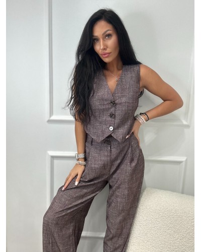 Komplet kamizelka + spodnie La Milla czekoladowy