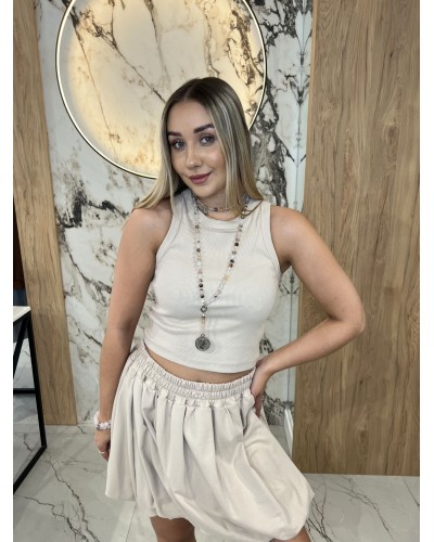 Krótka bokserka prążkowana By o la la...! beżowa