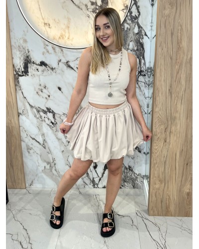 Krótka bokserka prążkowana By o la la...! beżowa