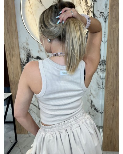 Krótka bokserka prążkowana By o la la...! beżowa