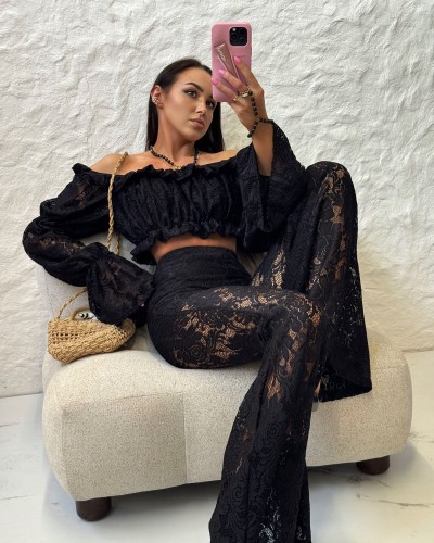 Krótka koronkowa hiszpanka La Milla czarna