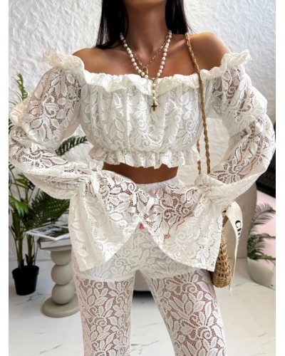 Krótka koronkowa hiszpanka La Milla biała