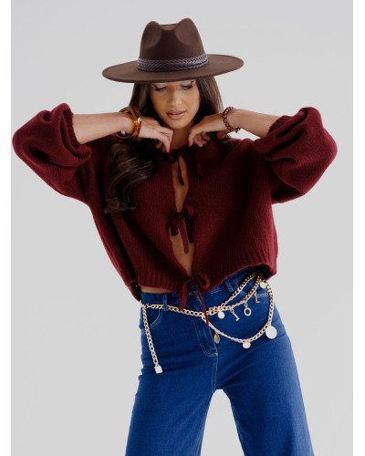Kardigan z kokardkami By o la la...! merlot