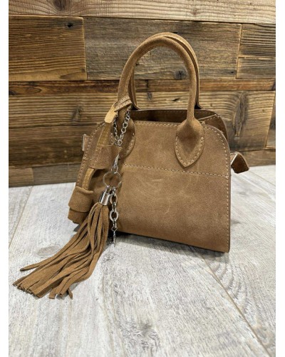 Torebka kuferek ze skóry zamszowej By o la la...! camelowa