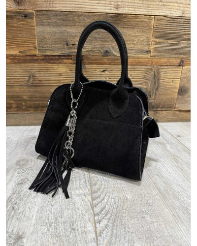 Torebka kuferek ze skóry zamszowej By o la la...! czarna