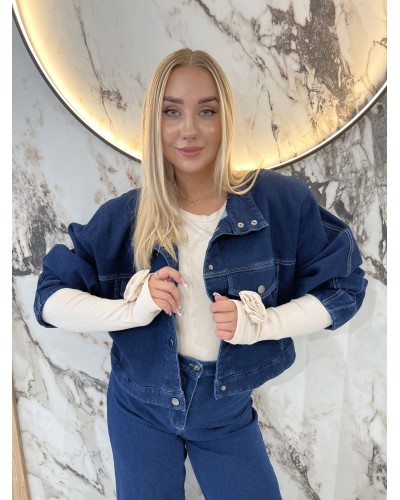 Basic prążkowany z różą na rękawie By o la la...! beżowy