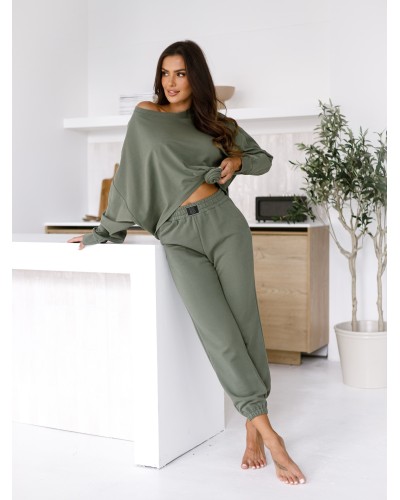 Bluza asymetryczna z różą By o la la...! matcha