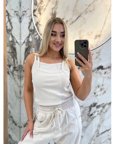 Bokserka podwójna na ramiączkach By o la la...! beżowa