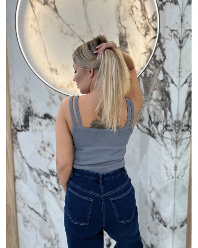 Bokserka podwójna na ramiączkach By o la la...! grafitowa