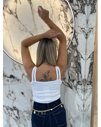 Bokserka podwójna na ramiączkach By o la la...! biała