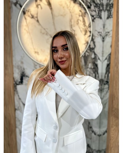 Marynarka materiałowa taliowana By o la la...! śmietankowa