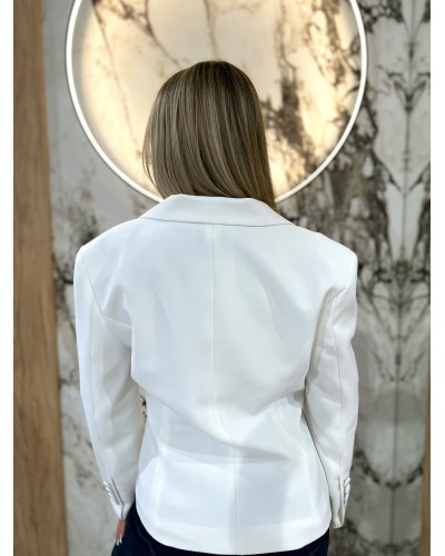 Marynarka materiałowa taliowana By o la la...! śmietankowa