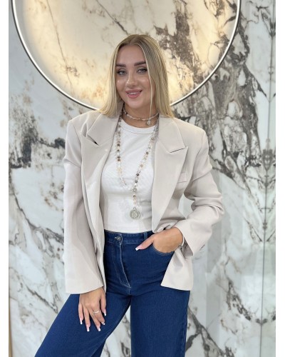 Marynarka materiałowa taliowana By o la la...! beżowa