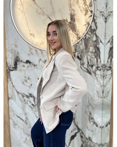 Marynarka materiałowa taliowana By o la la...! beżowa