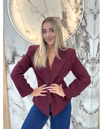 Marynarka materiałowa taliowana By o la la...! merlot