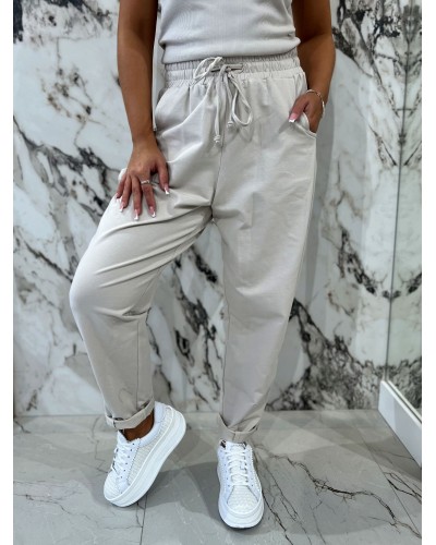 Spodnie dresowe troczki By o la la...! beżowe