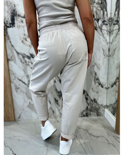Spodnie dresowe troczki By o la la...! beżowe