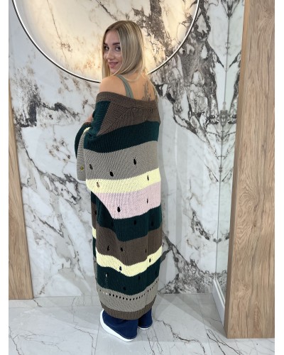 Kardigan w pasy z dziurami By o la la...! malachit