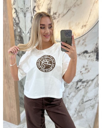 T-Shirt pudełko z okrągłym logo by o la la...! biały z chocomus