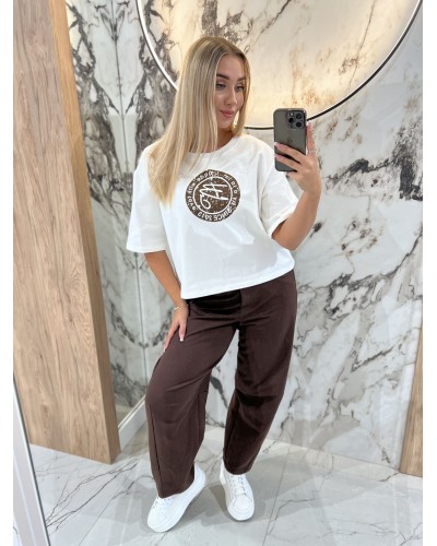 T-Shirt pudełko z okrągłym logo by o la la...! biały z chocomus