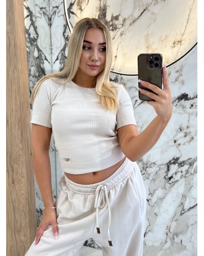 Top krótki serduszko By o la la...! beżowy