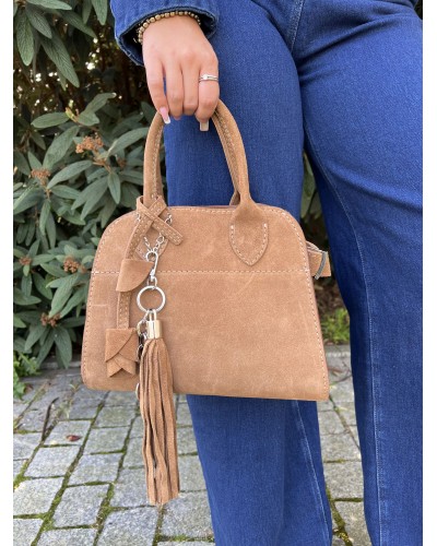 Torebka kuferek ze skóry zamszowej By o la la...! camelowa