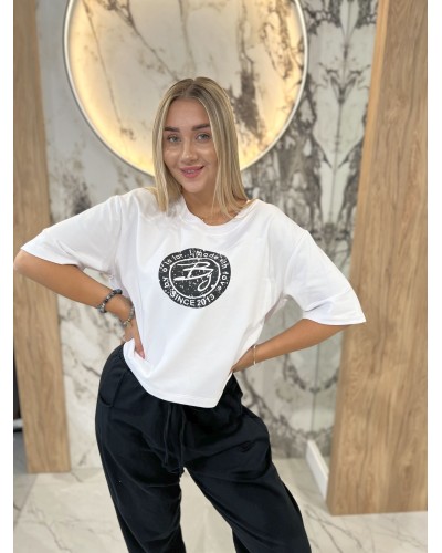 T-Shirt pudełko z okrągłym logo by o la la...! biały z czarnym