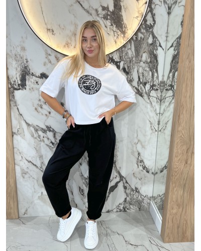 T-Shirt pudełko z okrągłym logo by o la la...! biały z czarnym