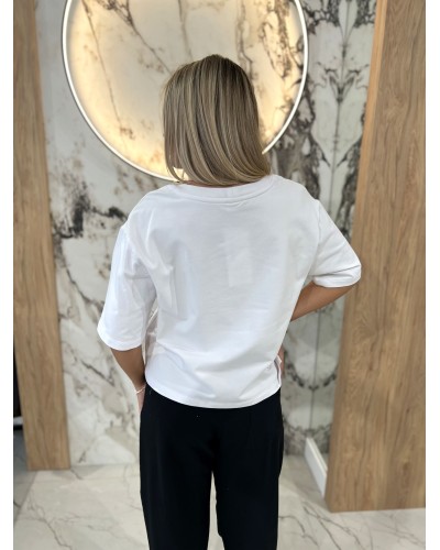 T-Shirt pudełko z okrągłym logo by o la la...! biały z czarnym